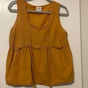 Knox Rose Mustard Eyelet Tank with Tassels Toes